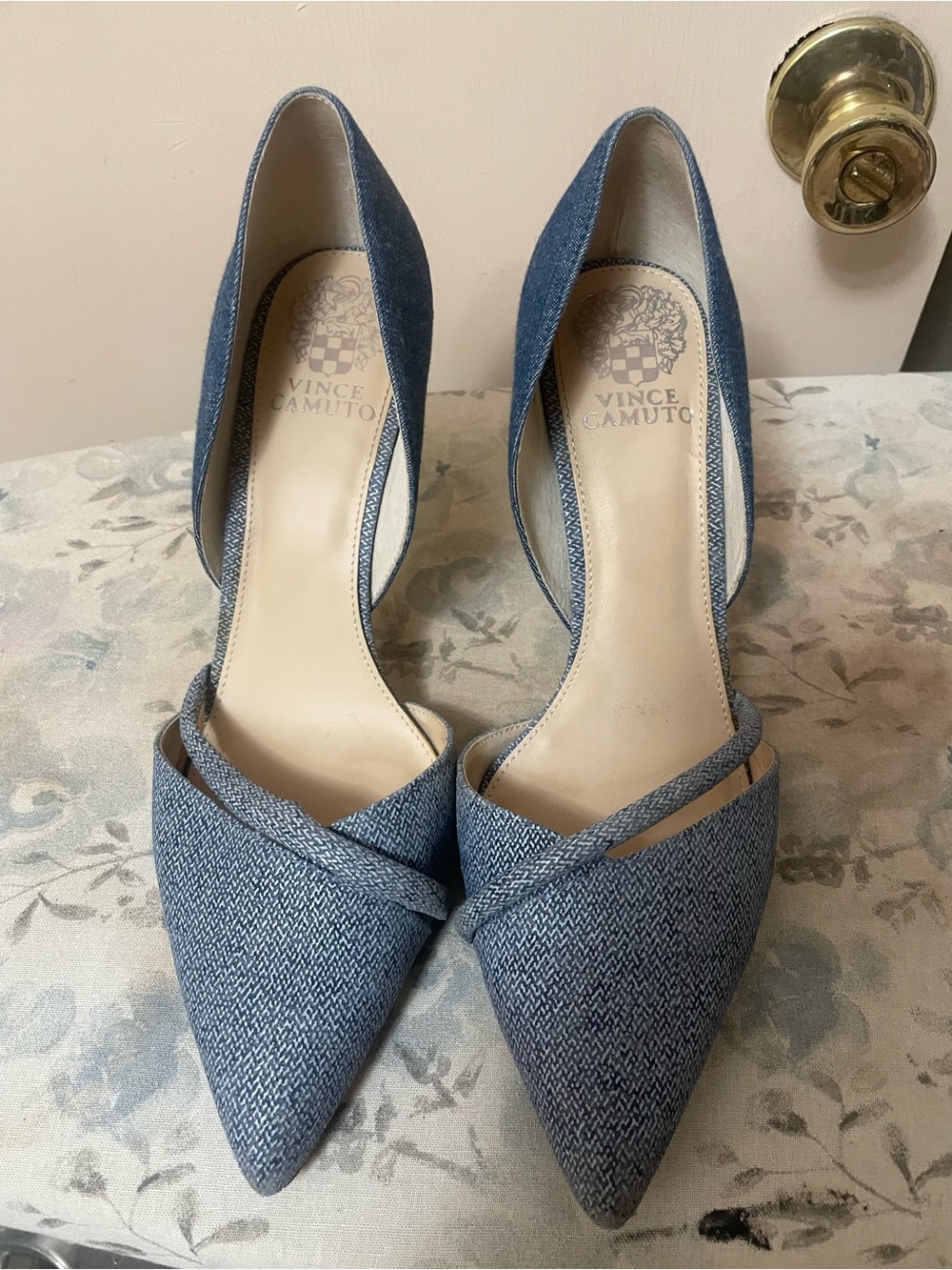Vince Camuto Blue Pointed-Toe D'Orsay Pumps